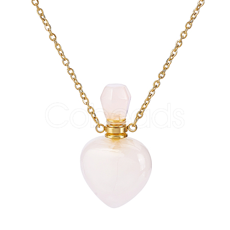 1Pc Natural Rose Quartz Perfume Bottle Necklaces NJEW-PH0001-37A-03-1