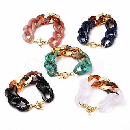 Acrylic Cuban Link Chain Bracelets BJEW-JB05659-1