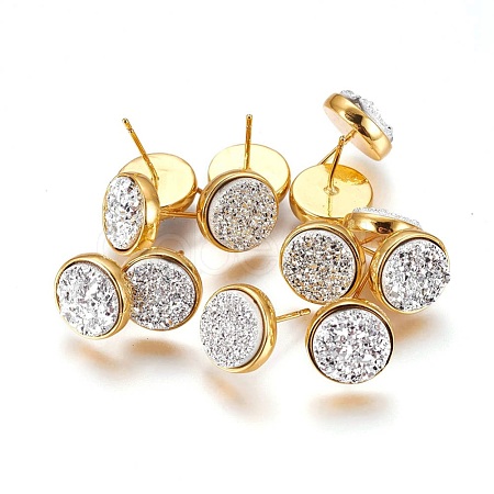 Druzy Resin Earrings KK-E724-S-04G-1