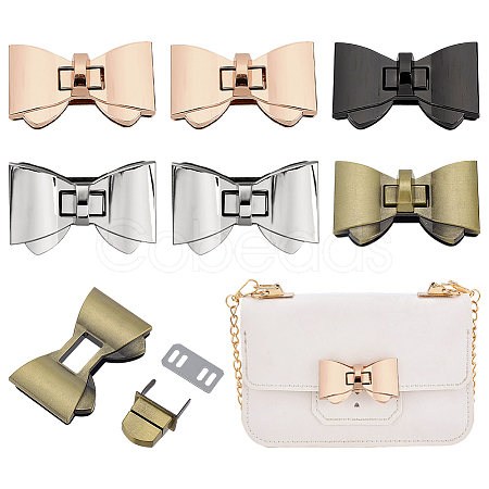4 Colors Bowknot Zinc Alloy Bag Tuck Lock Clasps FIND-PH0026-64-1