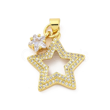 Brass Micro Pave Cubic Zirconia Pendants KK-U066-17G-1
