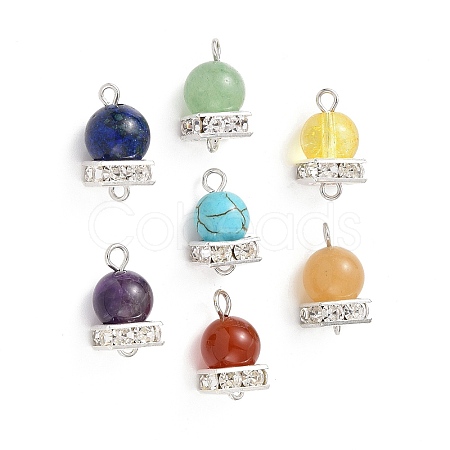 7Pcs 7 Style Chakra Mixed Gemstone Connector Charms PALLOY-JF01959-1