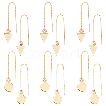 12Pcs 2 Styles Brass Stud Earring Findings KK-UN0001-09-1