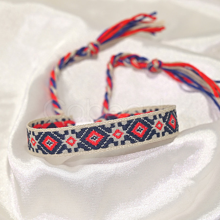 Ethnic Adjustable Braided Polyester Cord Bracelets for Women WG4F23B-02-1