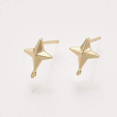 Brass Stud Earring Findings KK-T048-015G-NF-1