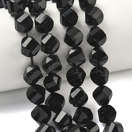 Natural Black Onyx Beads Strands G-C267-B10-1