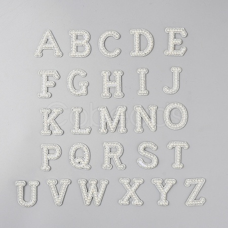 26Pcs Plastic Imitation Pearl and Polyester Cloth Iron on/Sew on Patches DIY-WH0740-36-1