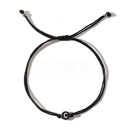 Acrylic Letter C Adjustable Braided Cord Bracelets for Men GX4208-3-1