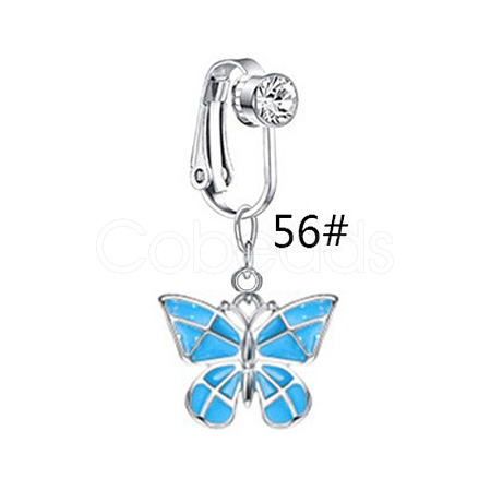 Zinc Alloy Pave Clear Cubic Zirconia and Enamel Butterfly Dangle Clip on Belly Rings FS-WGD716D-06-1