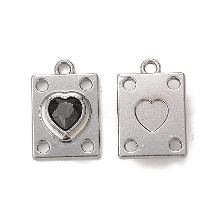 Rack Plating Alloy Glass Pendants PALLOY-P291-06B-03-1
