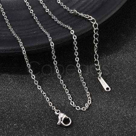 12Pcs 1.8MM 304 Stainless Steel Textured Cable Chain Necklaces for Men Women NJEW-H093-18P-05-1