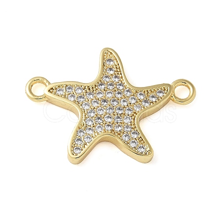 Brass Micro Pave Clear Cubic Zirconia Connector Charms KK-C086-14G-01-1