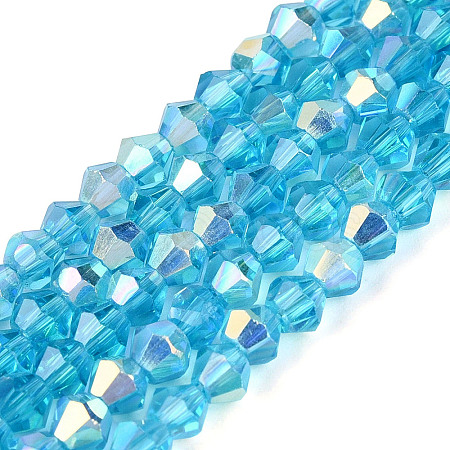 AB Color Plated Transparent Glass Beads Strands GLAA-G127-01-02N-1