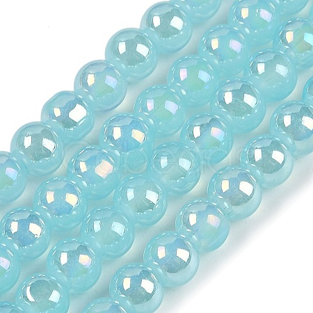 Baking Paint Electroplate Glass Beads Strands GLAA-G120-01J-1