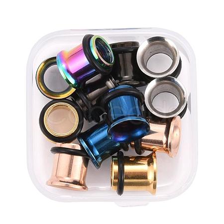 12Pcs 6 Colors 316 Surgical Stainless Steel Screw Ear Gauges Flesh Tunnels Plugs STAS-YW0001-15-1