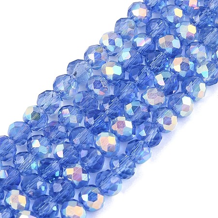 AB Color Plated Transparent Glass Rondelle Beads Strands EGLA-T029-4mm-10P-1