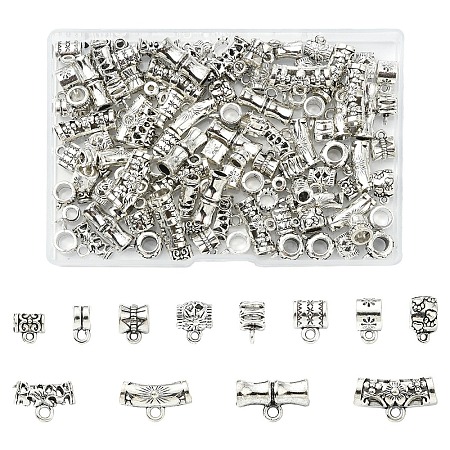 120Pcs 12 Styles Tibetan Style Alloy Tube Bails FIND-YW0007-12-1