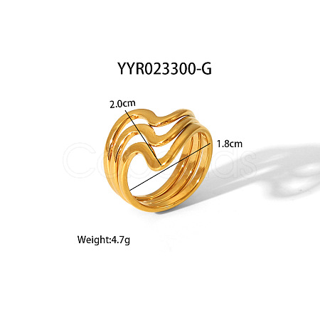 Geometric 304 Stainless Steel Open Cuff Rings with Irregular High-end Feel NH8943-17-1