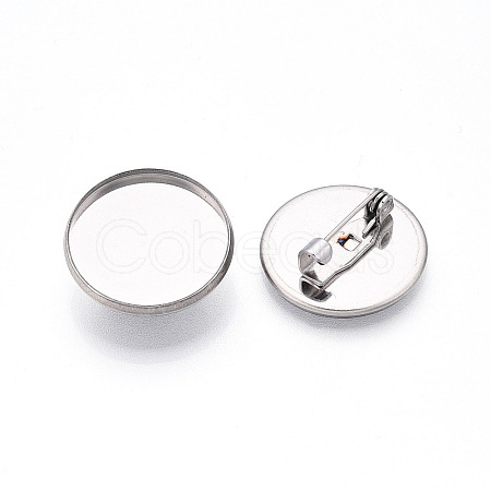 304 Stainless Steel Brooch Cabochon Settings X-STAS-E547-08D-P-1