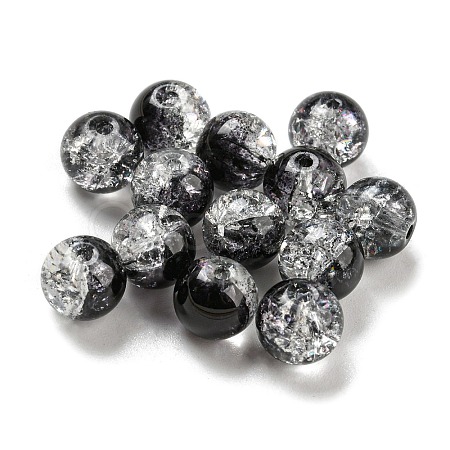 Transparent Spray Painting Crackle Glass Beads GLAA-L046-01B-19-1