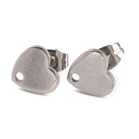Non-Tarnish Heart Shape 304 Stainless Steel Stud Earring Findings EJEW-O104-13P-1