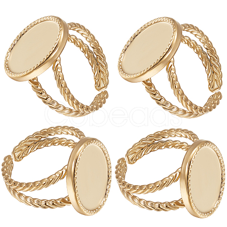 8Pcs 304 Stainless Steel Open Cuff Ring Settings RJEW-BBC0001-01-1