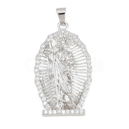 Religion Brass Micro Pave Clear Cubic Zirconia Pendants KK-H268-04B-P-1