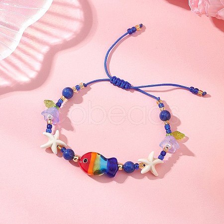 Glass Braided Beaded Bracelets BJEW-MZ00301-02-1