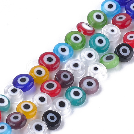 Handmade Evil Eye Lampwork Beads Strands LAMP-S191-02A-13-1