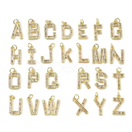 26Pcs Brass Micro Pave Cubic Zirconia Pendants KK-V014-01G-M-1