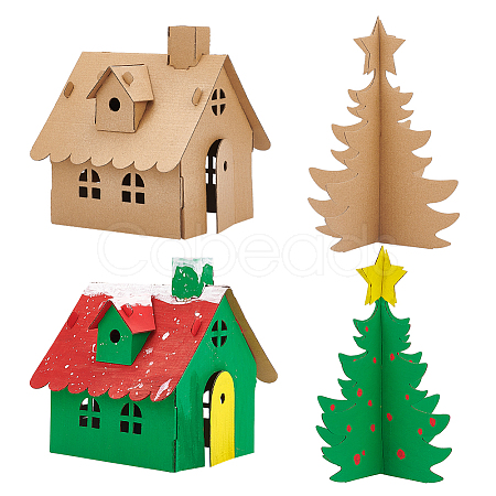6 Sets 2 Style Unfinished Cardboard 3D Puzzles AJEW-NB0005-36-1