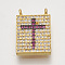 Brass Cubic Zirconia Pendants, Rectangle with Cross, Golden, Camellia, 16x11x2.5mm, Hole: 1mm