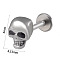 304 Stainless Steel Threadless Labret Stud, Tragus Stud, Flat Back Earring, Stainless Steel Color, Skull, 8mm, Pin: 1.2mm