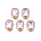 Sew on Rhinestone, Transparent Glass Rhinestones, with Iron Prong Settings, Faceted, Rectangle, Pearl Pink, 14.5x11.5x6mm, Hole: 1mm