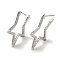 Star Brass Stud Earrings, with Clear Cubic Zirconia Cadmium Free & Lead Free, White, 26.5x1.5mm