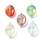 Glass Connector Charms, with Iron Double Loops, Oval Links, Mixed Color, Platinum, 25x18x8.5mm, Hole: 1.8mm