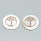 Freshwater Shell Pendants, Covered with Iron Findings, Flat Round with Tree of Life, Rose Gold, 30~31x2~3mm, Hole: 1.8mm