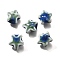 Handmade Porcelain Beads, Star, Medium Blue, 13.5x15x7.5mm, Hole: 2mm