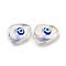 Transparent Glass Beads, with Enamel, Teardop with Evil Eye Pattern, Blue, 18.5x12.5x8mm, Hole: 1.2mm