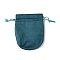 Velvet Storage Bags, Drawstring Pouches Packaging Bag, Oval, Teal, 12x10cm