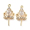 Brass Micro Cubic Zirconia Peg Bails, Pendant Bails, Crown, Real 18K Gold Plated, 20x10.5x3.5mm, Hole: 1mm, Pin: 0.8mm