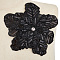 3D Flower Glass Beaded Gauze Cloth Sew on Appliques, Sewing Craft Decoration, Black, 225x240x6mm