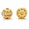 Brass Rhinestone Beads, Grade A, Round, Golden Metal Color, Tan, Size: about 10mm in diameter, hole: 1.2mm