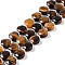 Natural Tiger Eye Beads Strands, with Seed Beads, Faceted Hexagonal Cut, Flat Round, 10~11x5~6mm, Hole: 1mm, about 30~31pcs/strand, 14.57~14.96 inch(37~38cm)