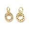 Real 18K Gold Plated Brass Micro Pave Clear Cubic Zirconia Charms, with Jump Ring, Letter.O, 11x8x2.5mm, Hole: 3.4mm