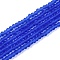 Transparent Glass Beads Strands, Faceted, Frosted, Rondelle, Blue, 2.3~2.7x2mm, Hole: 0.4mm, about 150~155pcs/strand, 32~33cm