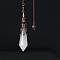 Natural Quartz Crystal Dowsing Pendulum Big Pendants, with Red Copper Plated Metal Cone, Hexagonal Cone Charm, 260mm