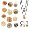 PandaHall Elite 12Pcs 12 Style Iron Wrap-around Spiral Bead Cage Pendants, with Gemstone Beads inside, Round, 21x24~26mm, Hole: 5mm