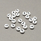 White and Black Acrylic Horizontal Hole Letter Beads, Flat Round with Letter.T, 7x4mm, Hole: 1.3mm, about 3600pcs/500g