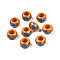 Flower Printed Opaque Acrylic Rondelle Beads, Large Hole Beads, Dark Orange, 15x9mm, Hole: 7mm